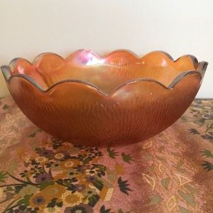 VTG Carnival Glass Marigold Scallop Edge Bowl
